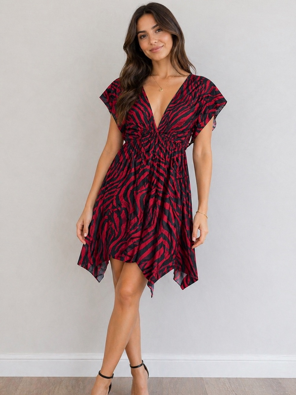 Baby Phat Vintage Red and Black Zebra Print Top